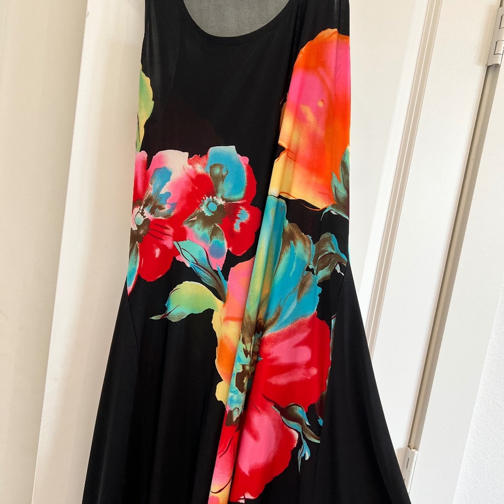 Black tank dress with water color flowers